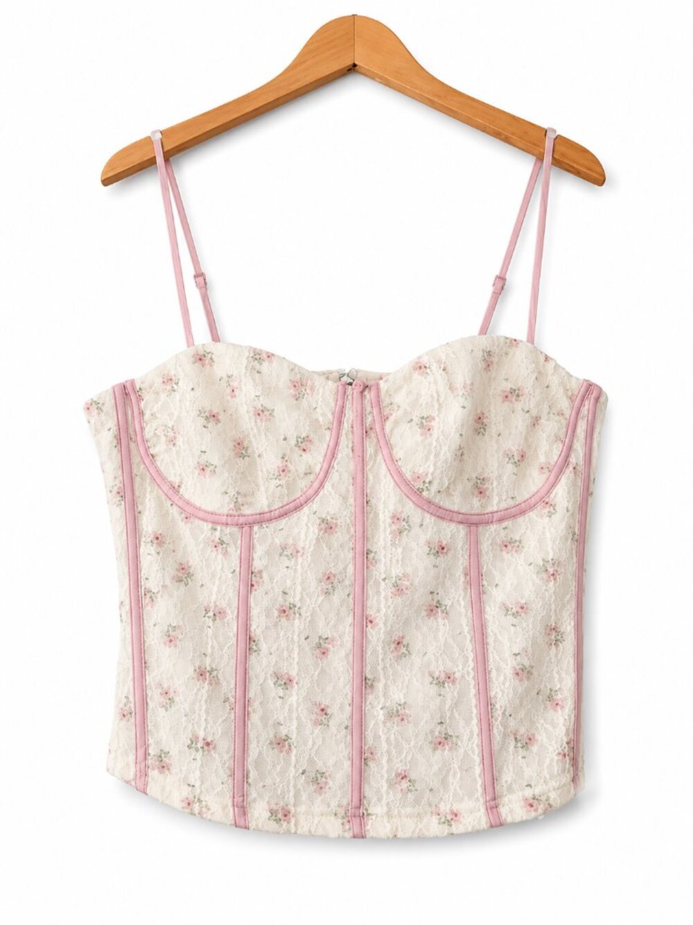Pretty Garbage Pink Floral Lace Corset Top XL